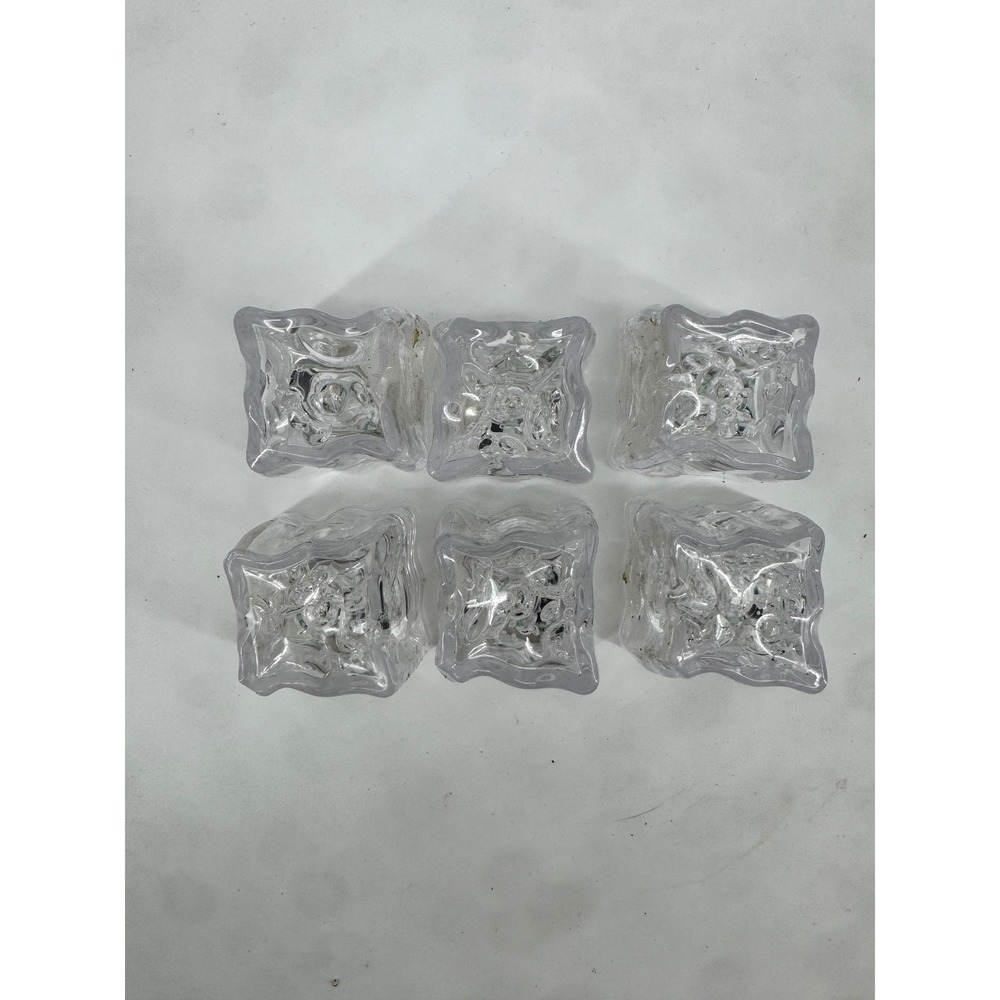 Set of 6 LED Light Up Ice Cubes‎ Multi-Color Flashing Reusable Party Decor Clear
